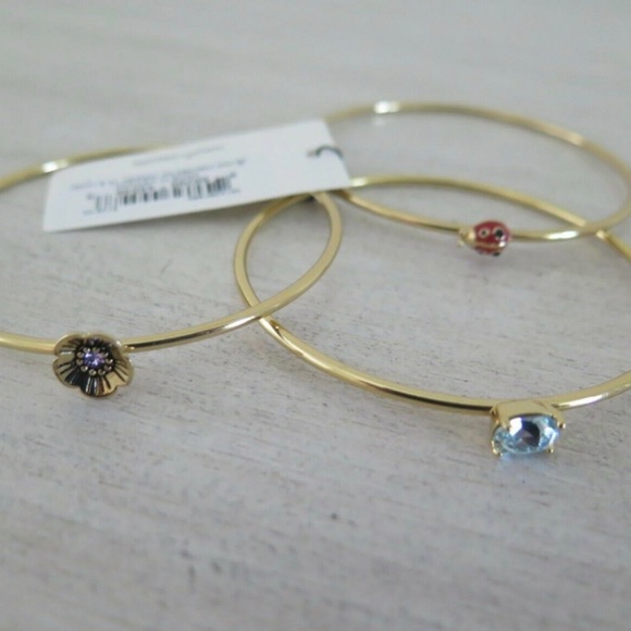 COACH 3 Piece Set Gold Crystal Bangles - Picture 3 of 4